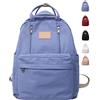 JASUBAI Preppy School Backpack for Teens Girls, Green Backpack Aesthetic Simple Cute Lightweight Black Beige School Bag, Blu