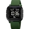Yuxier Orologio da uomo, quadrato, luminoso, impermeabile, in acciaio inox, elettronico, per studenti e adulti, Verde: B., Cinturino