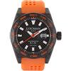 Locman Italy Orologio da uomo Stealth Carbon automatico nero/arancione Ref. 0216, cinghia