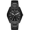 Armani Exchange Orologio a tre lancette con data, cassa in acciaio inossidabile nero 43 mm e bracciale in acciaio inossidabile, AX2858