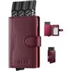 VULKIT Portafoglio Porta Carte di Credito Schermato RFID con 3 Slot di Pelle per Carte e 1 Finestra ID Slim Porta Carte di Credito Uomo Metallo con Magnetica Chiusura, Claret