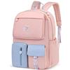 FANDARE Zainetti per bambini Cartelle per la scuola Zaino Scuola Ragazze Ragazzi Zainetto per 1-3 Grado Studenti Scuola Lavoro Escursioni Viaggi Daypacks Impermeabile Nylon Rosa Blu S