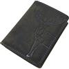 myledershop Pelle die bufalo portafoglio con cervo motivo in formato verticale o formato orizzontale con blocco RFID & NFC in marrone