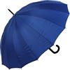 iX-brella Ombrello lungo di alta qualità in 16 pezzi con meccanismo automatico resistente alle tempeste, Blu, 100, Ombrello con sistema automatico