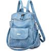 Zaino E Borsa A Tracolla 2-in-1 In Pelle PU – Grande Capacità Per Donna – Casual, Lavoro, Viaggio (Blu)