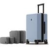 LEVEL8 Valigia Bagaglio a Mano Elegante Opaco 100% PC Valigia Trolley con Organizer Valigie Viaggio Set di 4, Valigie con 4 Ruote Doppie Girevoli e Lucchetto TSA Integrato, 55CM, 40L, Azzurro