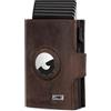 Marc Peter® Chicago Push Air Slim Wallet - Portafoglio Airtag con scomparto per monete - Piccola mini borsa in pelle con protezione RFID, Vintage marrone, MINI MÜNZFACH MIT AIRTAG FACH, Casual