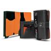 SLim Porta Carte di Credito Schermato Portafoglio Uomo Rfid Portatessere Anticlonazione Donna Portacarte Uomo (Nero e Arancio, Con Zip)