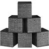 SONGMICS Scatole Portaoggetti, Set di 6 Contenitori in Tessuto Non Tessuto con Manico, 26 x 26 x 28 cm, Unità di Organizzazione, per Scaffale, Pieghevoli, Porta Abiti, Nero RFB026B01