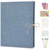 Boic Album Fotografico Lino Scrapbook Album Foto 60 Pagine, Fai da Te Scrapbooking Viaggio Albums, Regali Nozze Natale Valentino Regalo di Anniversario Compleanno (Blu)