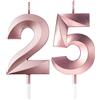 FAINCA 3D Diamante Candeline Compleanno Particolari, Numero 25 Candele Compleanno, Oro Rosa Candeline Compleanno Scintillanti, per Festa Nozze Anniversario Celebrazione Forniture