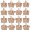 Ylinwtech Mini cestini intrecciati, 12 pezzi, legno, rotondi, naturali, rustici, leggeri, impilabili, decorativi, matrimoni, feste, Pasqua