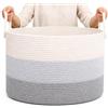 OrganiHaus Cesta Grigia 33x50cm in Corda di Cotone - Porta Giochi e Biancheria Bambini, Organizer per Cameretta e Salotto