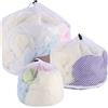 Bustine Rete Lavaggio 4 Sacchetti Rete Per Lavaggio Reggiseni E Lingerie – Bianco Con Cerniera Rosa, Protetti In Lavatrice Rete Per Reggiseni In Lavatrice