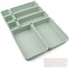 Nuts OT nuts Organizer per Cassetti Cucina Bagno Divisori Cassetti 8Pcs Organizzatore per Organizzazione Scrivania Contenitori per Trucchi in Plastica con 40 Cuscinetti in Silicone Antiscivolo (Verde)