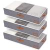 Yawinhe 3 Pezzi Cassetto Sottoletto, Sacchetto Sottoletto, Deposito vestiti, Vestiti pieghevoli con finestra trasparente, Per piumoni, Abbigliamento, 60x30x15cm, Grigio