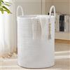 YOUDENOVA Cesto Portabiancheria Intrecciato per Giocattoli,Cesto Biancheria Sporca con Maniglia Cotone, Cesta Decorativa per Vestiti 58L bianco puro