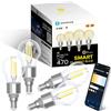 Aigostar Lampadine Alexa, Lampadine Led E14 Vintage, G45 Transparente Lampadine Filamento a Globo, 4.5W, 470LM, Bianco Caldo Dimmerabile 2700K - 6500K, Compatibile con Alexa e Google Home, 4 Unità
