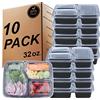 KINGHON 10 Pack Contenitori per alimenti con 3 scomparti, BPA free Contenitori di plastica impilabili, riutilizzabili 32 oz Bento lunch box-Suit per forno a microonde, congelatore