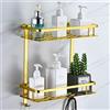 maifey Mensola Doccia Oro, Mensole da Muro Bagno Senza Foratura Mensola Doccia in Alluminio per Riporre Shampoo Portaoggetti Doccia con 2 Ganci, Mensola Adesiva Bagno, Anti Ruggine (2 Cestino)