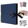 AIOR Scrapbooking Album Foto, Spirale Album Fotografico 80 Pagine Nere Fai Da Te Scrapbook, Regali Natale San Valentino Idee Regalo di Anniversario Compleanno (Blu)