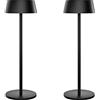 K-Bright 2 pcs LED Lampada da tavolo senza fili in alluminio Nero