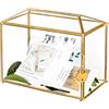 NCYP Scatola per biglietti di vetro, grande terrario geometrico, realizzato a mano, in ottone, stile vintage, rettangolare, con piedino per ricevimenti nuziali (solo scatola in vetro)
