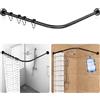 Strength Enemy Asta Per Tenda Da Doccia A Forma Di L Regolabile, Asta Per Doccia in Acciaio Inox Inclusi 18 Anelli Richiede Foratura e Non Richiede Staffe A Soffitto, Per Spogliatoio e Bagno (70-100×70-100 cm, Nero)