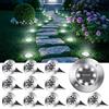 Joomer Luci Solari da Giardino 12 Pack Lampade Solare da Terra Bianco | 8 LED Faretti Sepolta Solari a LED da Esterno, Solar Disk IP65 Impermeabile per Prato Patio Vialetto Strade Paesaggio