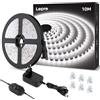 Lepro Striscia LED 10M Bianco Freddo 6000K Dimmerabile, 24V 1800 Lumen 420 LED SMD2835 Nastri LED per Decorazioni Interne/Feste/Natale, Strisce LED Kit Completo con Alimentatore e Interruttore Dimmer