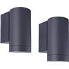 Klighten 2 Pezzi Applique da Parete Esterni IP65, Downlight Lampada da Parete Moderna Applique Esterno in Alluminio per Giardino Ingressi Terrazzi, Attacco GU10, Lampadina non Inclusa, Antracite