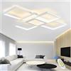 Qiaomao Plafoniera LED Soffitto Moderna 3 Rettangolare Dimmerabile 120W Lampadario Soggiorno con Telecomando 140 cm Acryl Lampada Soffitto, Base Centrale con Illuminazione a LED, Bianco