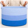 OrganiHaus Cesta Blu 33x50cm in Corda di Cotone - Porta Giochi e Biancheria Bambini, Organizer per Cameretta e Salotto