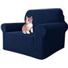 MAXIJIN Fodere per sedia super elasticizzate per soggiorno, fodera per sedia 1 pezzo con braccioli Protezione per sedia jacquard Cani Fodera per poltrona pet friendly (1 posto, Blu Navy)