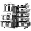 Toplife Porta Coperchi Padelle e Pentole Allungabile, 3 DIY Metodi Organizer Pentole e Padelle con 10 Scomparti Regolabili, Separatore Porta Coperchi Pentole Salvaspazio in Cucina, Nero