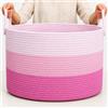 OrganiHaus Cesta Rosa 33x50cm in Corda di Cotone - Porta Giochi e Biancheria Bambini, Organizer per Cameretta e Salotto