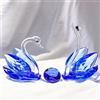 Ornalrist 2 PZ Cigni in Cristallo Ornamenti Regali per Coppia, Statuette in Vetro da Collezione con Diamante Zaffiro 45° Anniversario Regali di Matrimonio per Genitori (45 Anni Blu)