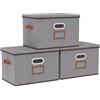 OUTBROS Scatole Portaoggetti con Maniglie, 45 x 30 x 30 cm Contenitori Pieghevoli con coperchio, Organizzatori per Vestiti (3 Pezzi, Grigio)