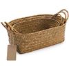 DECRAFTS Cestini Portaoggetti in Vimini Cestini da Scaffale con Maniglie Seagrass Naturale Intrecciata Scatole Portaoggetti Ovale Set di 3 (Grande + Medio + Piccolo)
