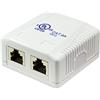 odedo - Presa di rete RJ 45, cat. 6A, 10 Gigabit, 500 MHz, completamente schermata, colore bianco RAL9010, AWG 22 23 24 25 26 anche POE Power Over, Ethernet, LAN Bianco RAL 9010 Mount Box 2port