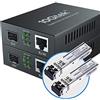 10Gtek 【x2 pcs】Gigabit Ethernet Media Converter con 1Gb SFP SX Multimodale Modulo, 10/100/1000M RJ45 a 1000Base-SX, 850nm, fino a 550-Meter