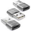 deleyCON Adattatore USB C (3 Pezzi) Presa C a Spina A - per Cavo di Ricarica Cavo Dati Caricabatterie - per iPhone 17 16 15, iPad, Airpods, Watch, Galaxy S25/S24, PC, Tablet, Notebook - Argento