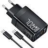 OBLITZON Caricatore USB C 70W, 3 Porte PD3.0 GaN Caricabatterie Rapido Tipo C Alimentatore con Cavo USB C 100W per MacBook Pro/Air, Dell XPS 15, Google Pixel, iPhone 16/15/14, iPad Pro, Samsung Galaxy S24/S23