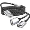 MOGOOD Cavo di prolunga USB, splitter USB da USB A maschio a 2 femmine, cavo splitter USB resistente, in nylon intrecciato per trasferimento dati veloce, compatibile con stampante, flash drive, Playstation