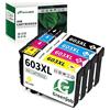 Greenjob 603XL Cartucce Compatibili per Epson 603 XL Multipack per Expression Home XP-2100 XP-2105 XP-3100 XP-4100 Workforce WF-2810 WF-2830 WF-2850 (1 Nero, 1 Ciano, 1 Magenta, 1 Giallo)