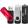 ENUODA Chiavetta USB 16GB 3 Pezzi Pennetta Girevole USB 2.0 Unità Memoria Flash per Archiviazione Dati con Luce LED (Argento Rosso Nero)