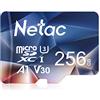 Netac Scheda Micro SD, Scheda di Memoria 256GB, A1, U3, C10, V30, 4K, 667X, UHS-I velocità Fino a 100/30 MB/Sec(R/W) Micro SD Card per Telefono, Videocamera, Switch, Gopro, Tablet