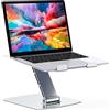 Glangeh Supporto PC Portatile, Porta PC Pieghevole, Ergonomico Laptop Stand con 8 Livelli Regolabile Altezza, Alluminio Ventilato Porta Computer Compatibile con MacBook Air Pro, 10-16''