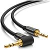deleyCON 3,0m Cavo Jack 3,5mm AUX Cavo Audio Stereo Spinotto Jack 1x angolato 90° per PC Laptop Cellulare Smartphone Tablet Auto Ricevitore HiFi - Nero