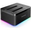 Inateck Stazione di aggancio (Docking Station) per disco rigido RGB SATA a USB 3.0 con clonazione non in linea (offline), per HDD e SSD da 2,5 e 3,5 pollici, supporto UASP, nero, SA02003